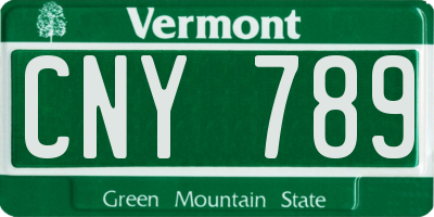 VT license plate CNY789