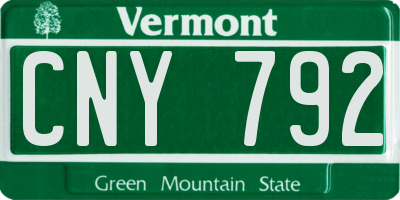 VT license plate CNY792