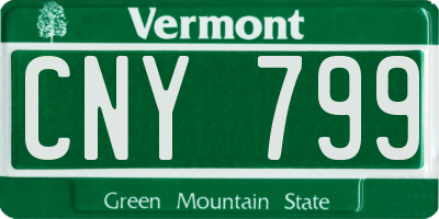 VT license plate CNY799