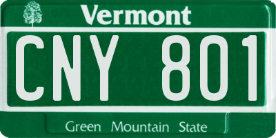 VT license plate CNY801
