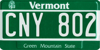 VT license plate CNY802