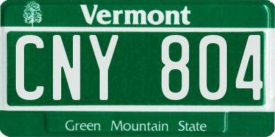 VT license plate CNY804