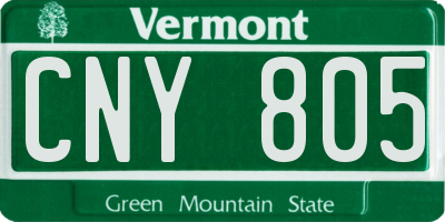 VT license plate CNY805
