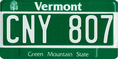 VT license plate CNY807