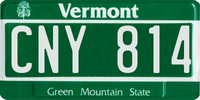 VT license plate CNY814