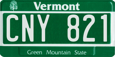 VT license plate CNY821