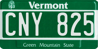 VT license plate CNY825