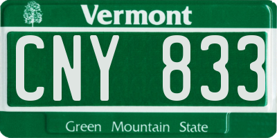 VT license plate CNY833