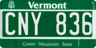 VT license plate CNY836