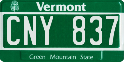 VT license plate CNY837