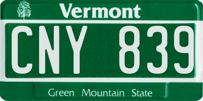 VT license plate CNY839
