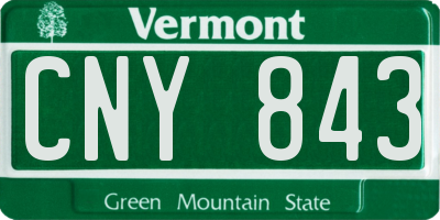 VT license plate CNY843
