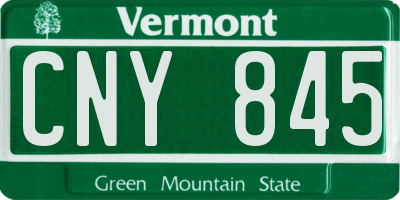 VT license plate CNY845