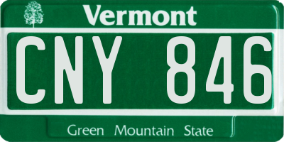 VT license plate CNY846