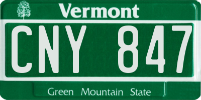 VT license plate CNY847