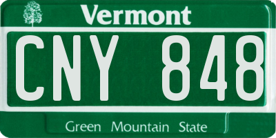 VT license plate CNY848