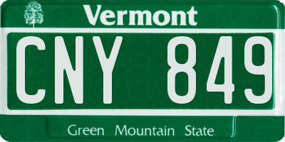 VT license plate CNY849