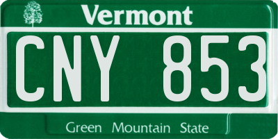 VT license plate CNY853