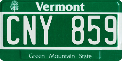 VT license plate CNY859