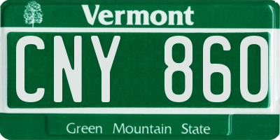 VT license plate CNY860
