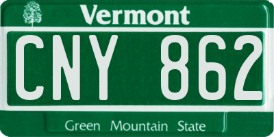 VT license plate CNY862