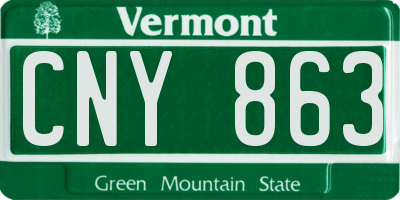 VT license plate CNY863