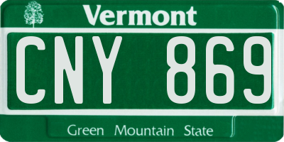 VT license plate CNY869