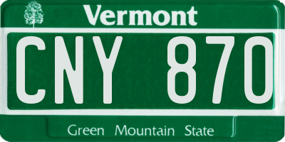 VT license plate CNY870