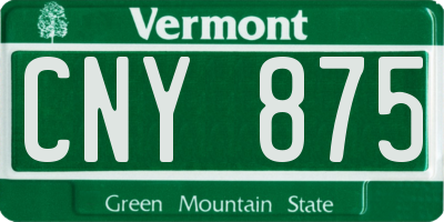 VT license plate CNY875