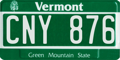VT license plate CNY876