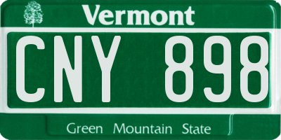 VT license plate CNY898