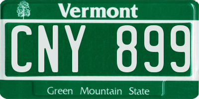 VT license plate CNY899