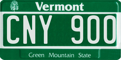 VT license plate CNY900
