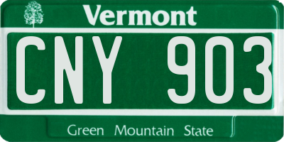 VT license plate CNY903