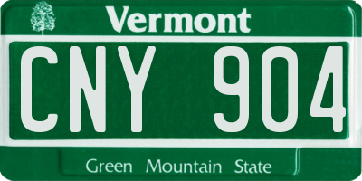 VT license plate CNY904