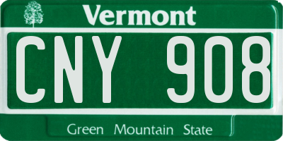 VT license plate CNY908