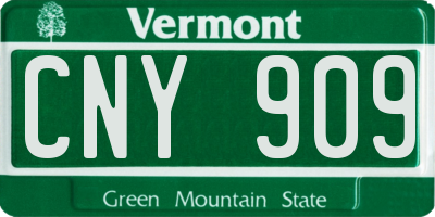 VT license plate CNY909