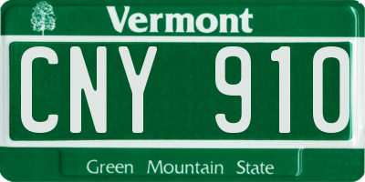 VT license plate CNY910