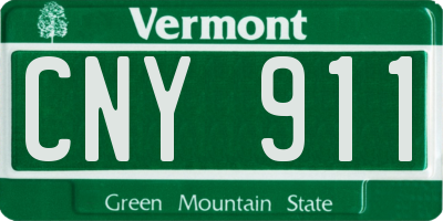 VT license plate CNY911