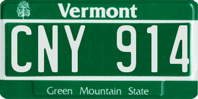 VT license plate CNY914