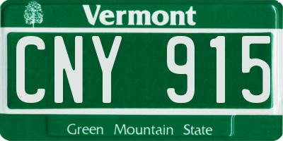 VT license plate CNY915