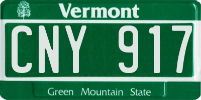 VT license plate CNY917