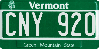 VT license plate CNY920