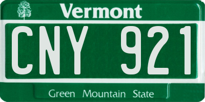 VT license plate CNY921
