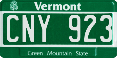 VT license plate CNY923
