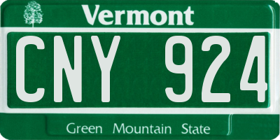 VT license plate CNY924