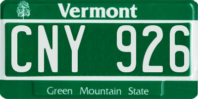 VT license plate CNY926