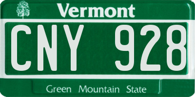 VT license plate CNY928