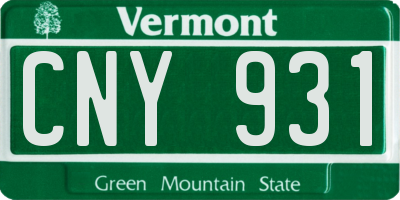 VT license plate CNY931
