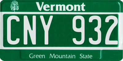 VT license plate CNY932